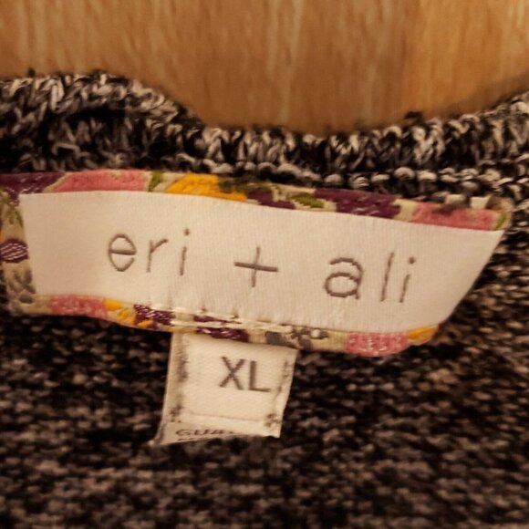 Eri + Ali Womens Black White Heathered Stretchy Lightweight Cowl Neck Tunic XL - Picture 4 of 6